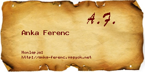 Anka Ferenc névjegykártya